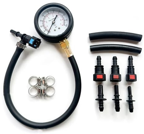 HOMEDEK Fuel Pressure Test Kit Fuel Pressure Gauge Fuel Injection Pump Pressure Tester Gauge Kit Black for Car, Motorcycle, Truck