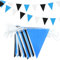 20 m/66 Fuß schwarz-weiß-blaue Wimpelkette, 52 Stück dreieckige Stoffbanner für Innen- und Außenbereich, Geburtstag, Babyparty, Hochzeit, Garten, Heim, Partydekoration