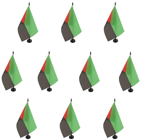 AZ FLAG - Lot de 10 Drapeau De Table Martinique indépéndantiste 21x14cm - 10 Petits Drapeaux Nationaliste Martiniquais De Bureau 100% Polyester Avec Hampe De 25cm Et Socle En Plastique Noir