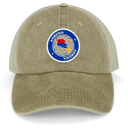 Yelolyio Outdoor Cap Herren Mesh Back Ballcap Armenien Flagge Karte Baumwolle Caps Armenien Caps Baseball Caps Angeln Hüte Mesh Caps Outdoor Sport Caps, khaki, 1-5
