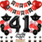 Anlgdi Deko 41. Geburtstag Frau: Tortendeko, Ballons & Banner in Rot & Schwarz für Damen & Herren