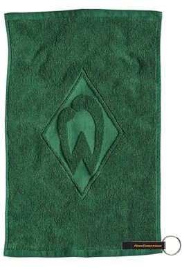 SV Werder Bremen Gästehandtuch 2er-Set aus 100% Bio-Baumwolle, 30x50 cm, GOTS, Dunkelgrün, Offizielles Werder Merchandise + FanEmotion Flaschenöffner