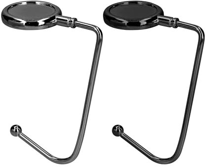 kwmobile 2X Tisch Handtaschenhalter Haken - Antirutsch Taschenhaken Halterung Handtaschen - Taschenaufhänger Halter in Dunkler Schiefer Schwarz