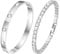 Ahokei Silber Armreif Silber Armband Damen Schmuck, 2PC Titan-Stahl Tennisarmband Armbänder Set 18CM Edelstal Armbänder Damen Armreifen, Geschenk für Sie Frauen Freund Tochter