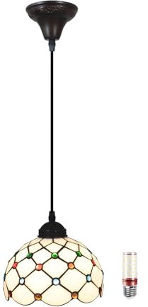 Tiffany Style Pendant Light 8 zoll Vintage Hängeleuchte Glas Lampenschirme Hängelampen Küche Schlafzimme Wohnzimmer Flur Deckenleuchte