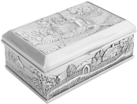 Pongnas Vintage-Schmucktruhe, Dekorativer Schmuckhalter, Antiker Geschenkboxhalter, Elegantes Metall für Ringe für Mädchen (6105P)