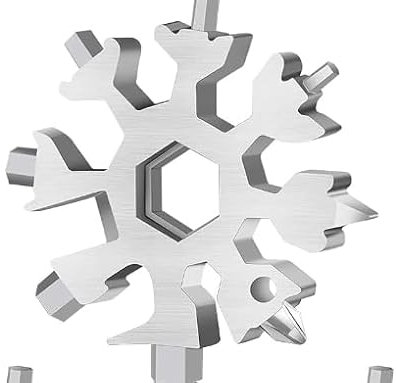 Pakoc 18-in-1 Snowflake Stainless Steel Multi-Tool Wrench Ring Screwdriver, Cycling Gifts for Men Multifunctional Portable Gadgets Outdoor Camping Durable and Portable Gifts (Silver)