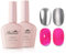 Imtiti Chrom Gel Nagellack Set, 2 Pcs 10ml Metallic Gel Nail Polish & Heißes Rosa Jelly Sheer gel nagellack Set Metall Spiegel Effekt Soak off UV LED Nail Art Salon Maniküre