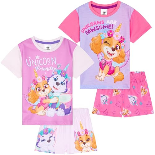 Get Trend PJs Girls 2 Pack Short Sleeve Pyjamas Set Kids Teens Lounge Sets Nightwear Soft Comfy Sleepwear Gifts for Girls