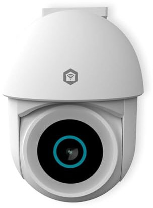 NEDIS Smart Wi-Fi Outdoor Security Camera, Full HD 1296p, Floodlight & Colour Night Vision, Pan/Tilt, Motion Detection, Auto-Tracking, Human Detection, 2-Way Audio - White