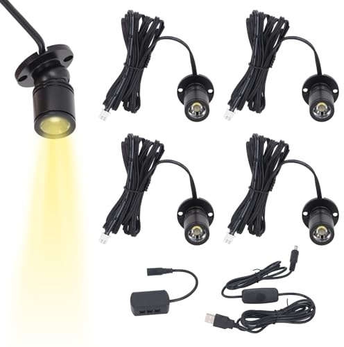 4PCS Dimmbare LED -Mini -Spotlight, 5V LED Spot Light Schmuck Showcase Display Leuchten USB -Schrankleuchten Schrankschein für Schmuck Showcase Model Display (Warmes Licht)