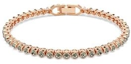 Swarovski Imber Emily Tennis Armband, Rundschliff, Schwarz, Roségold-Legierungsschicht