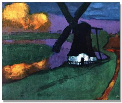 NHLDZYH Emil Nolde Bilder, (Windmühle), Berühmte Gemälde-Reproduktion, Kunstdruck auf Leinwand für Wohnzimmer. 60x72cm Nur Leinwand
