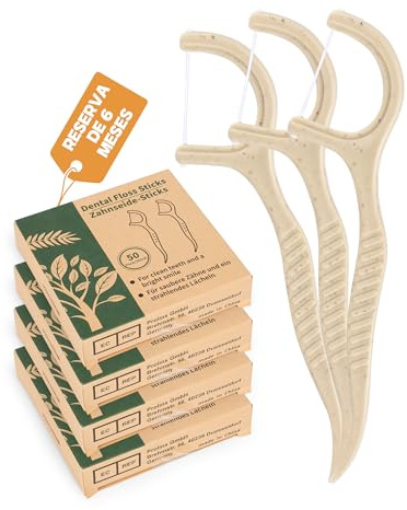 200 PCS Zahnseide Sticks Nachhaltige Dental Floss Picks ungewachste Zahnseide mit Zahnstocher Plasktikfrei Zahnseidesticks Natur Zahnsticks ungewachste Flossers Dental Sticks
