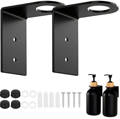 Wall Mounted Soap Dispensers, Soap Dispenser Wall Mounted and Shower Bottle Holder, Bathroom Shampoo Holders Suitable for Placing Items In the Bathroom and Kitchen (Black)