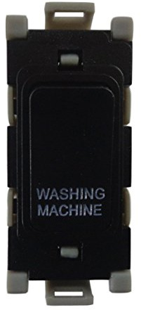 Deta G3554BK Grid Switch 20 Amp Double Pole Marked 'Washing Machine' (Black)