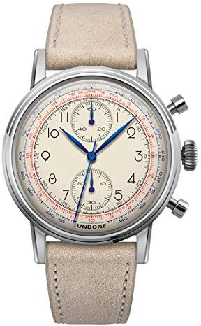 Undone Urban Killy Chronograph Hybrid Quarz Mechanisch Edelstahl Weib Leder Grau Vintage Herren Uhr