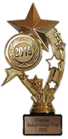 RaRu Geschenk-/Geburtstags-Pokal (Dicker Stern) mit Ihrem Wunschtext graviert (Jetzt mit 2025-Emblem)