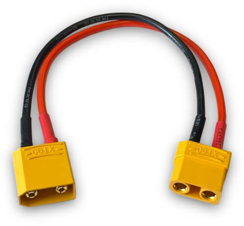 VUNIVERSUM 1x Stück Premium XT90 Verlängerung Kabel Stecker auf Buchse Male auf Female Hochstromstecker Goldstecker Adapterkabel 20cm 14AWG für Lipo Akku Batterie