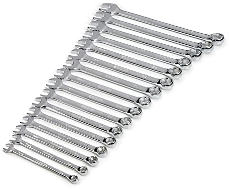 Steelman Pro 16-Piece Metric 6-Point Combination Wrench Tool Set, Durable Steel with Full Polish Chrome, Stamped Size Callouts