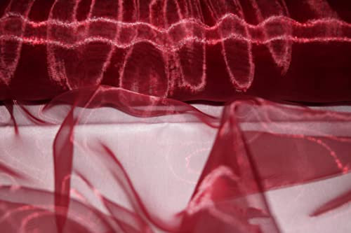 Premium Crystal Organza Voile Fancy Dress Costume Decorations Fabric 150cm Wide/Sold by The Metre (Burgundy)
