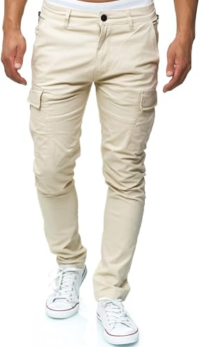 Indicode Herren Mathews Freizeit Cargohose aus 98% Baumwolle mit 8 Taschen