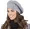 VIVISENCE Baskenmütze Damen Elegant Blume Warm Herbst Winter Accessoire 7006, Hellgrau,Einheitsgröße