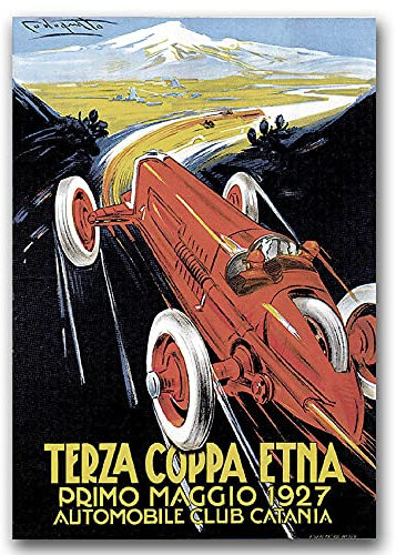 Vintage Posteria Poster Vintage Anschlag Deko Ohne Rahmen WandKunst Posters Moderne Zimmer 30x40 cm Wandbilder Schlafzimmer Wand Kunst Bild Bilder - Grand Prix Terza Coppa Etna Primo Maggio