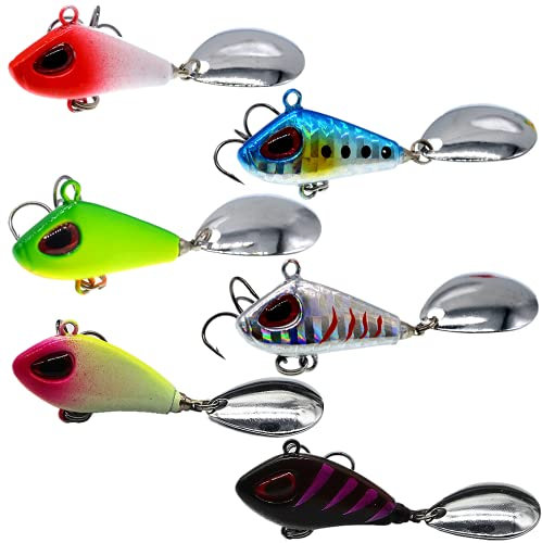 Jig Spinner mit Spoon VIB Spinnerbait aus Metall Spinner Jig mit Drillinge Haken Angelköder Casting Platinen Kunstköder für Forelle, Barsch, Hecht, Döbel, Zander(6, 17g/3cm)