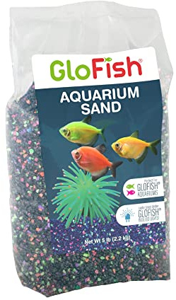 GloFish Aquarium Sand 5 Pounds, Black with Highlights, Complements Tanks and Décor, (AQ-78485)