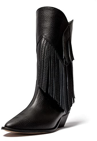 L37 HANDMADE SHOES Stivaletti da Cowboy, Scamosciata, Fodera in Pelle, Scarpe Fatte a Mano, Super Freak I, Western Boot Donna, Nero, 35 EU