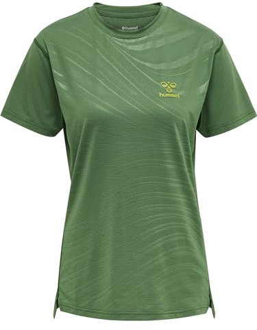 hummel Damen Hmlongrid Poly Tee S/S Wo T Shirt, Myrtle/Dark Citron, L EU