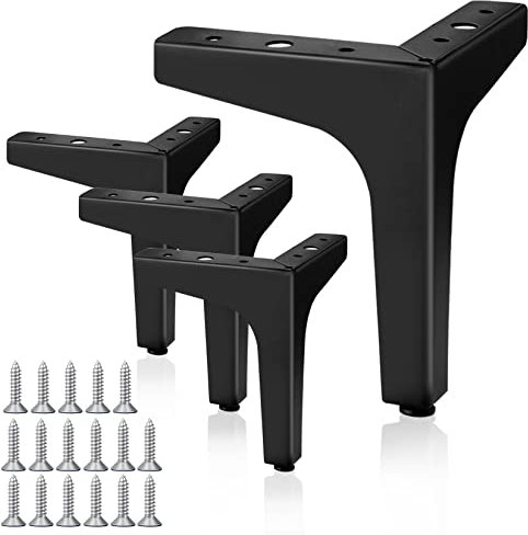 Herbst 4 Stück Schwarz Möbelfüße 13cm Dreieck Möbelbeine Metall, DIY Ersatz für Schrank füße, Tischbeine, TV-schrankfüße, Sofa Füße andere Möbelbeine(Black 4pcs-13cm)