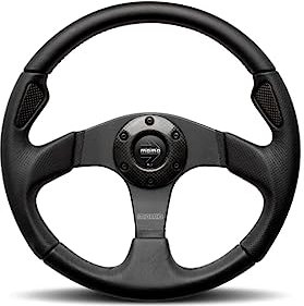 VOLANTE MOMO JET D32 320 CUERO NEGRO.