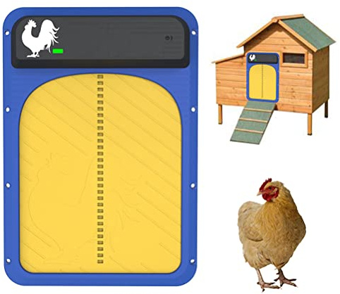 LIANGMEI Automatic Chicken Coop Door with Light Sensor Waterproof Induction Chicken Coop Door Battery Powered Chicken Door