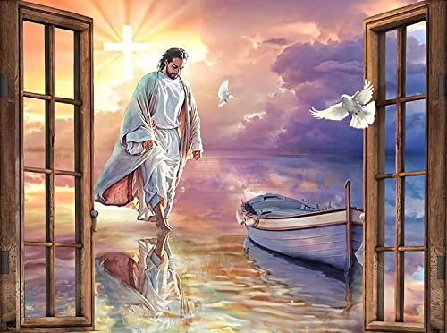 Wooden Jigsaw Puzzle 1000 Teile, Christus Jesus Geht Auf Dem Wasser Wooden Puzzle Board Geschicklichkeitsspiel Dekompression Legespiel Puzzle Für Kinder Für Familie Adults Freunde