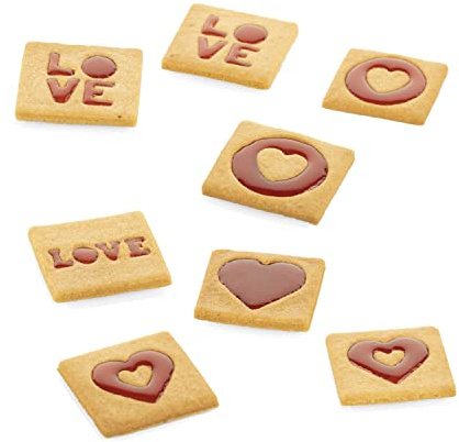 Silikomart | Voilà Cookie, Ausstechform Love in Herzform, Verpackung mit 1 Form und 15 Vertiefungen, Maße 245 x 154 mm h 20 mm