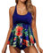 JFAN Maillot de Bain Femme 2 Pieces Tankini à Volants Haut Tankini et Bas Maillots Ventre Plat Imprimé Navy XL