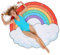 Queenshin Große Regenbogen Strandtücher Saunahandtuch, Microfaser Handtücher Fitness Handtuch Saunatuch Badetuch für Herren Damen, 150 cm