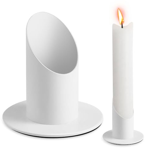 Aongray 1 Stück Kerzenständer Kommunionkerze,Metall Weiß 4 cm mit Tropfschutz für Kommunionkerze, Trauerkerze -Taufkerzenständer, Stabkerzenhalter für Deko