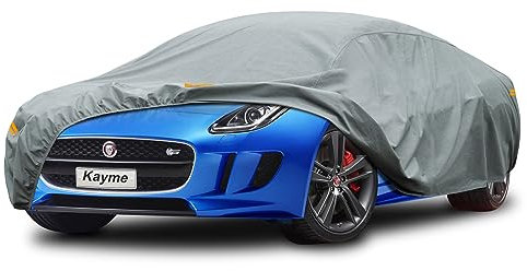 Kayme Heavy Duty Car Cover Waterproof Breathable, Outdoor 5 Layers Full Cover Sun Rain Dust All Weather Protection, Universal Fit Porsche 718, Jaguar F-type, Audi TT, Nissan 370Z etc. (Up to 450 cm)