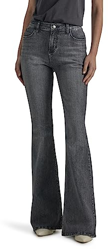 Lee Women's Legendary Mid Rise Flare Jean, Blurred Darks, 10