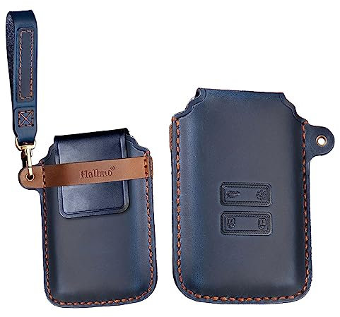 KUNIO Étui de clé de Voiture en Cuir pour Renault Captur 2 Kadjar Dacia Jogger Sandero Stepway Duster 2 Espace Grand Scenic IV Kangoo Talisman Bleu
