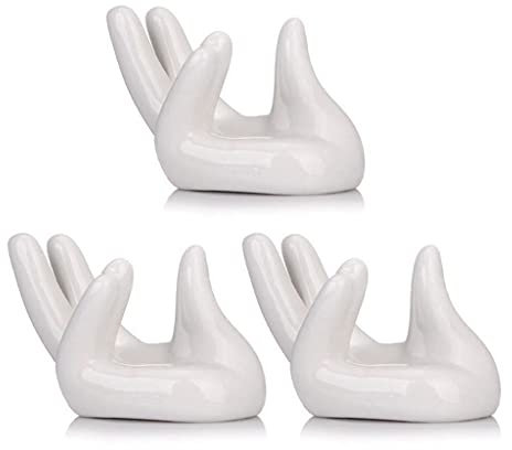 3 Pezzi in Ceramica Mini Porta Piante ad Aria a Forma di Mano Supporto per Tazza da tè Supporto per Tillandsia