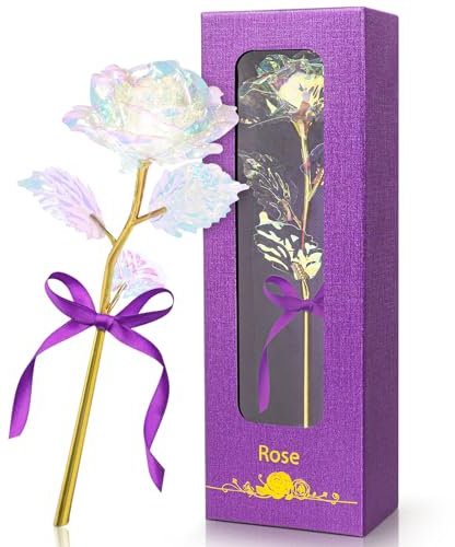24K Oro Rosa Eterna Stabilizzata, Originale Regalo per Lei Donna Mamma Nonna Fidanzata Moglie per Festa della Mamma, Compleanno, San Valentino, Natale, Fiori Artificiali