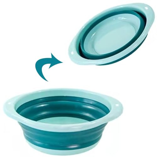 WZHHDM Folding Wash Basin, Multifunctional Round Washing Bowl, Collapsible Silicone Basin for Outdoor Travel, Camping, Hiking