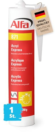 Alfa Acryl-Dichtstoff Weiß 310 ml Profi Maler-Acryl Schnell Härtend | Profi Qualität - überstreichbar, für Innen & Außen, Witterungsbeständig, UV-beständige Acryldichtmasse für Fugen & Risse