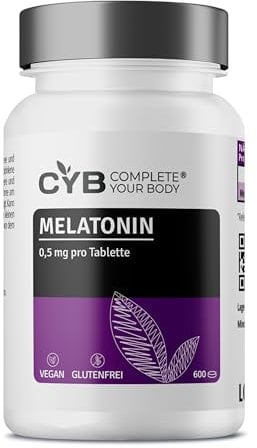 CYB | Melatonin Tabletten – 600 Tabletten – 0,5mg pro Tablette – Melatonin Hochdosiert – Langfristige Melatonin-Versorgung – Vegan – Laborgeprüft