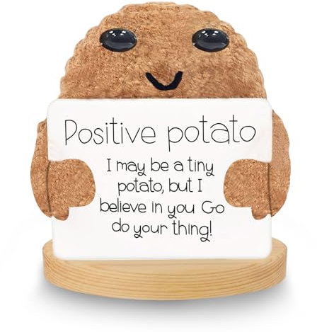 Zkaoai Positive Potato, Pocket Hug Mini-Plüsch, Lustige Positive Kartoffel Puppe, Kartoffel Kuscheltier mit Positiver Energiekarte, Mutmacher Geschenk für Freunde Eltern Kinder, für DIY Dekorationen