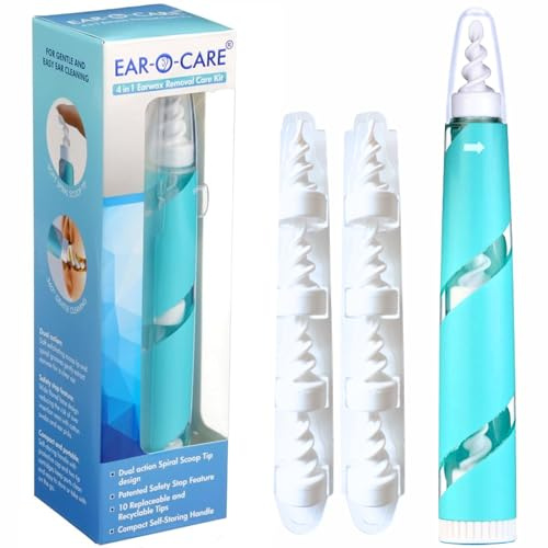 Ear-O-Care Premium Ear Wax Removal Tool - 4-in-1 Ear Care Products Kit - Dual-Action - Soft & Durable Silicone Tips for Gentle Ear Cleaning - Efficient Ear Wax Remover - Compact & Portable Design
